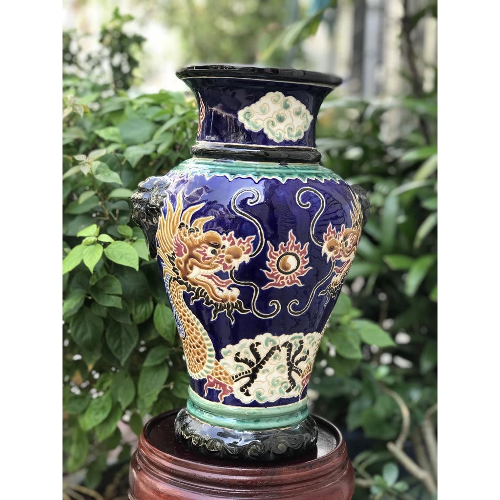 BÌNH BÁCH HOA,RỒNG,PHỤNG THON 40CM GỐM NAM BỘ DECOR TRANG TRÍ, CẤM HOA