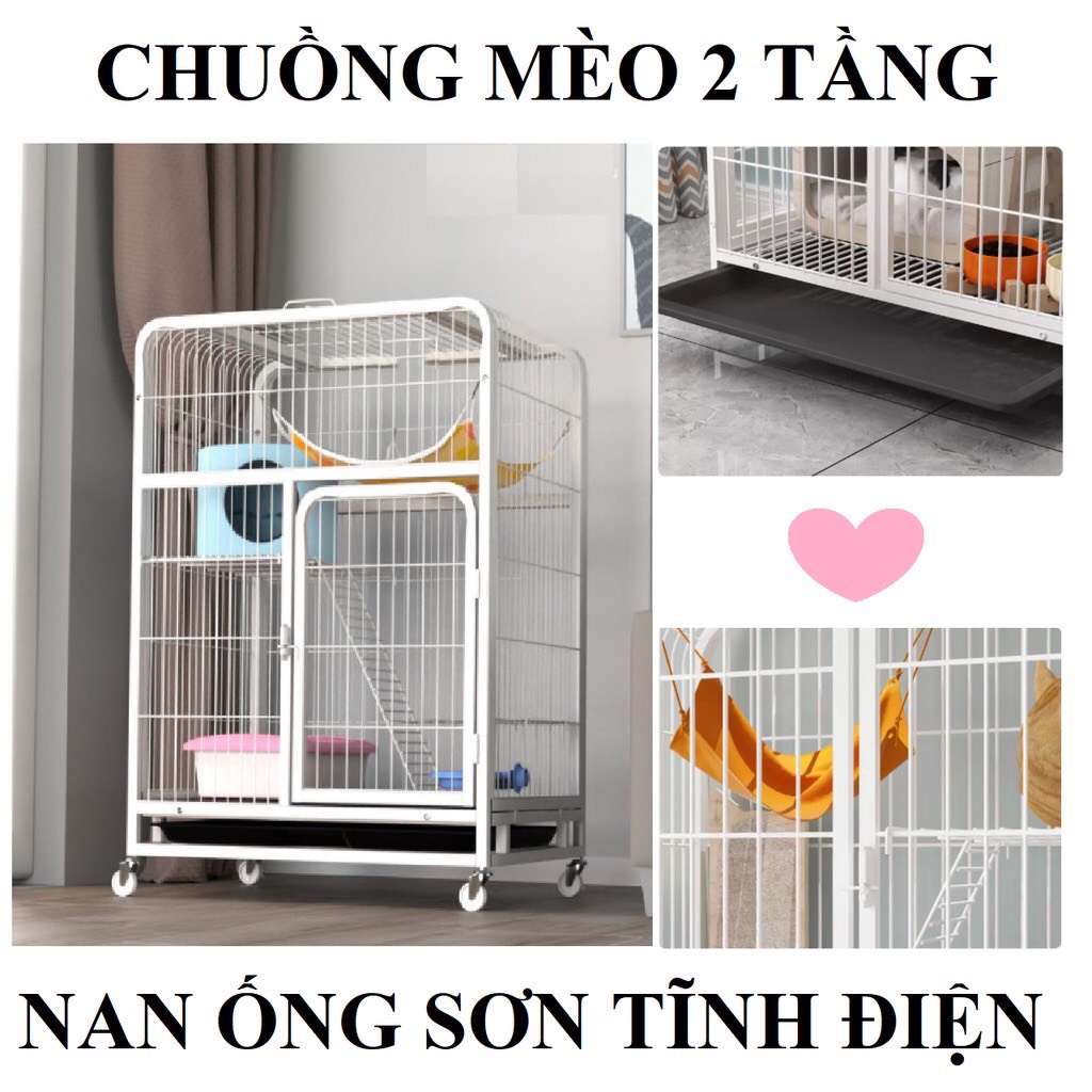 Chuồng Mèo 2 Tầng, 3 Tầng Nan Ống Cao Cấp Siêu Dày Size Đại - Cam kết giống hình 100%