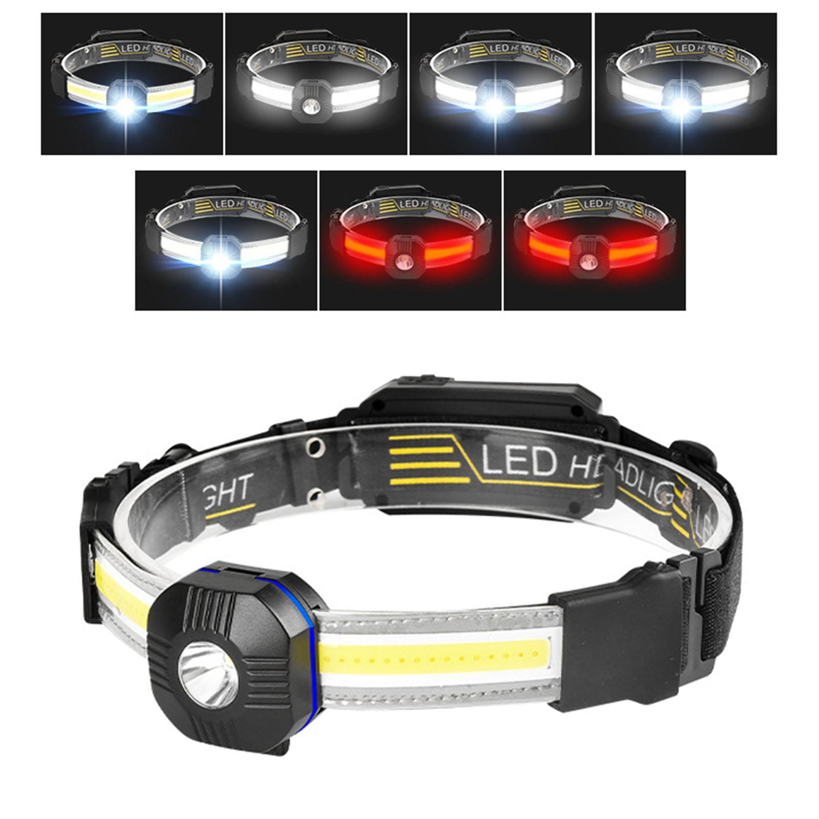 USB Headlamp Flashlight, LED Head Lamp Waterproof COB Headlight Head Lamp with 7 Light Modes for Outdoor Cycling Fishing Running Camping Climbing