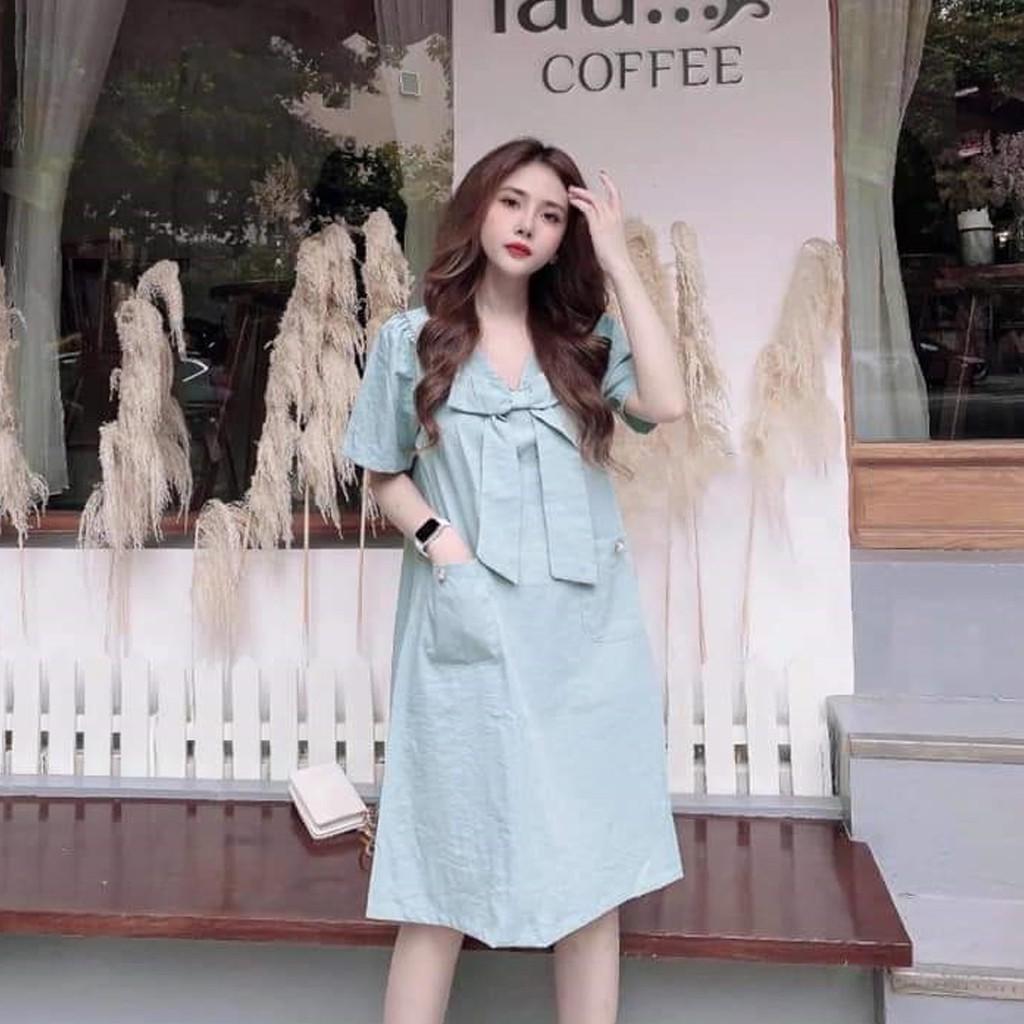 váy bầu cao cấp cực sang chảnhchất lụa nhung siêu siêu mátfrom rộngfree size 43~67kg