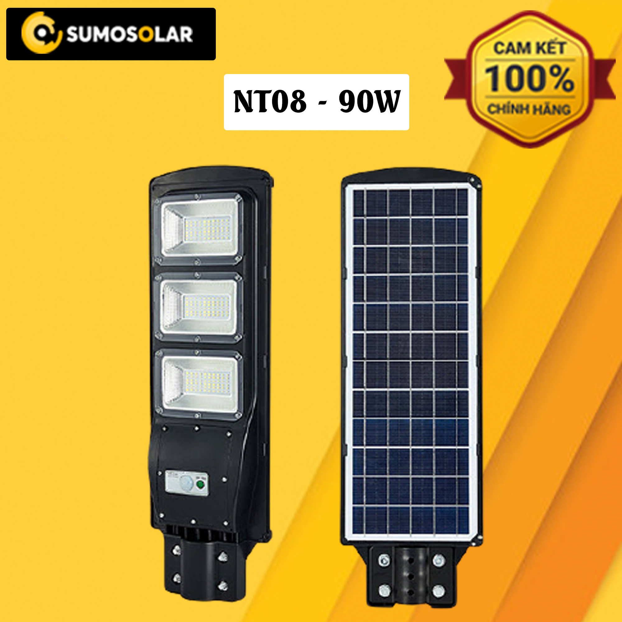 [CHÍNH HÃNG] Đèn LED năng lượng mặt trời pin liền 90W Sumosolar - NT08