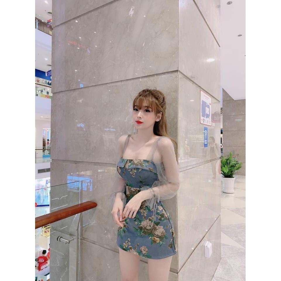 Đầm body cúp ngực tay phối lưới (có quần trong) sang chảnh hết nấc