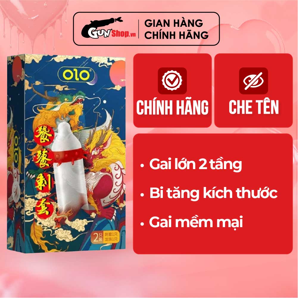Bao cao su OLO Rồng vàng - Gai bi vòng - Hộp 1 cái + 1 bi silicon