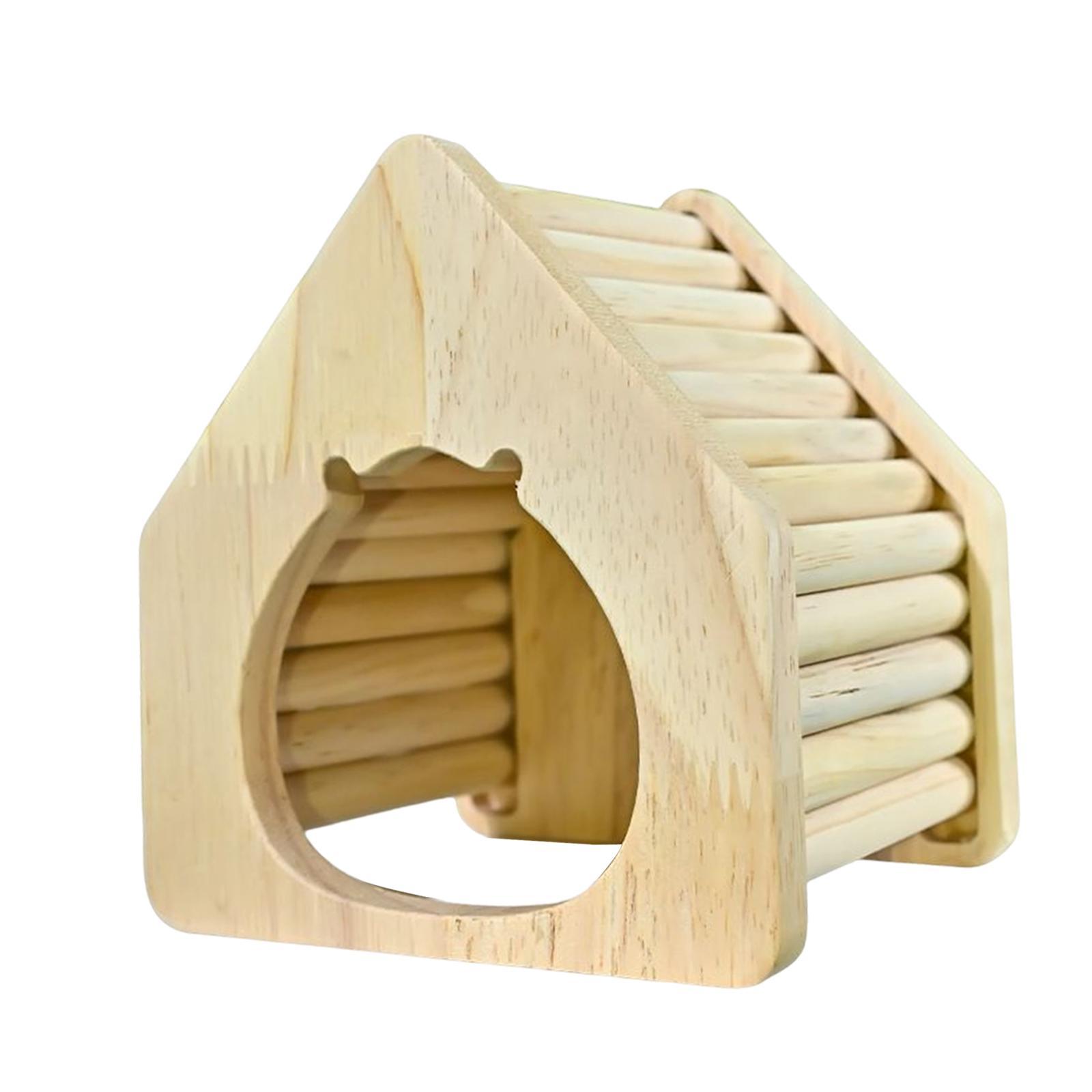 Wooden Hamster House Hideout, Playground Nest Box Hut, Furniture Climbing Toy for Chinchilla, Hedgehog, Gerbil, Rat, Ferret