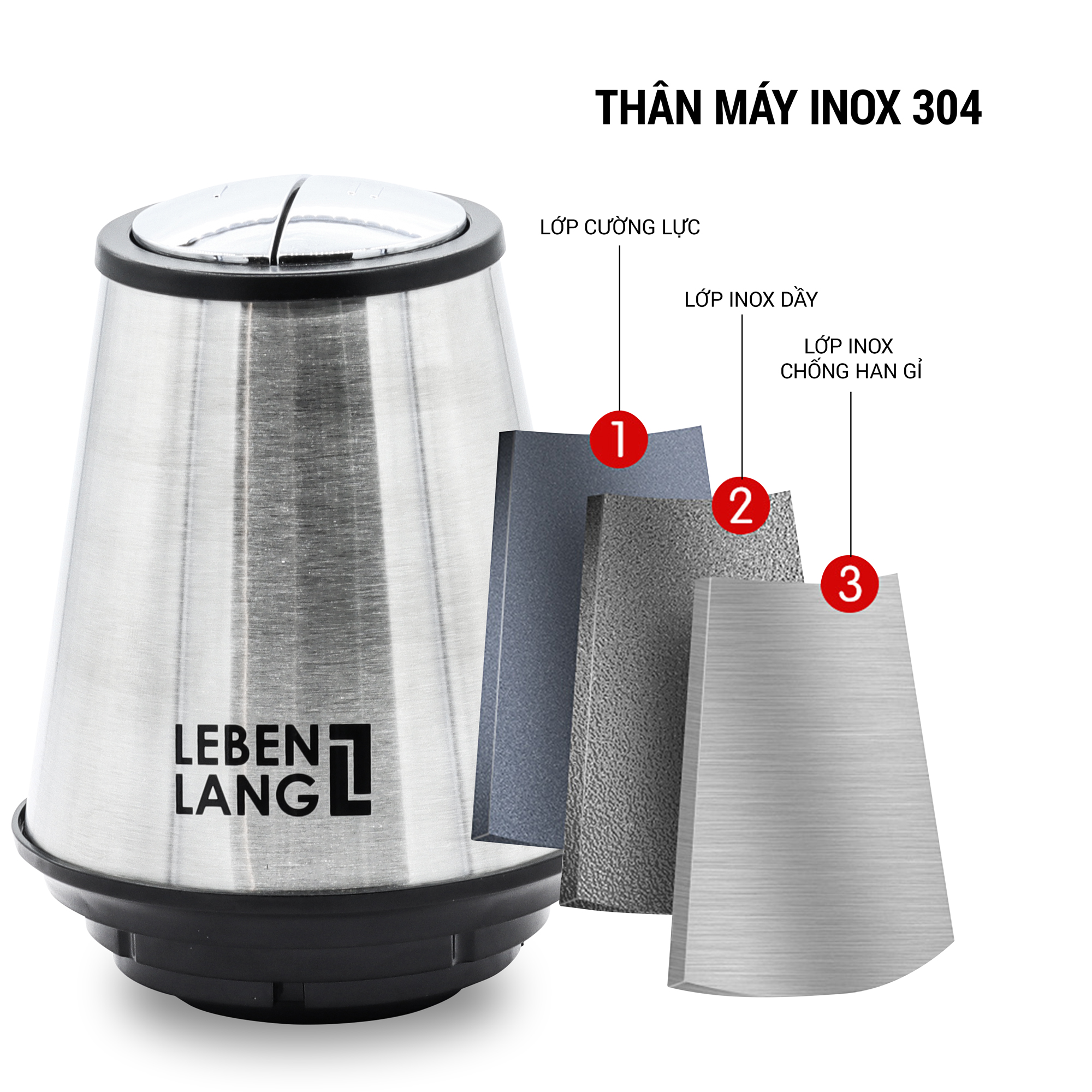Máy xay thịt đa năng LEBENLANG cối thủy tinh, công suất 400W, dung tích 1200ml, model LBUF1920 - hàng chính hãng