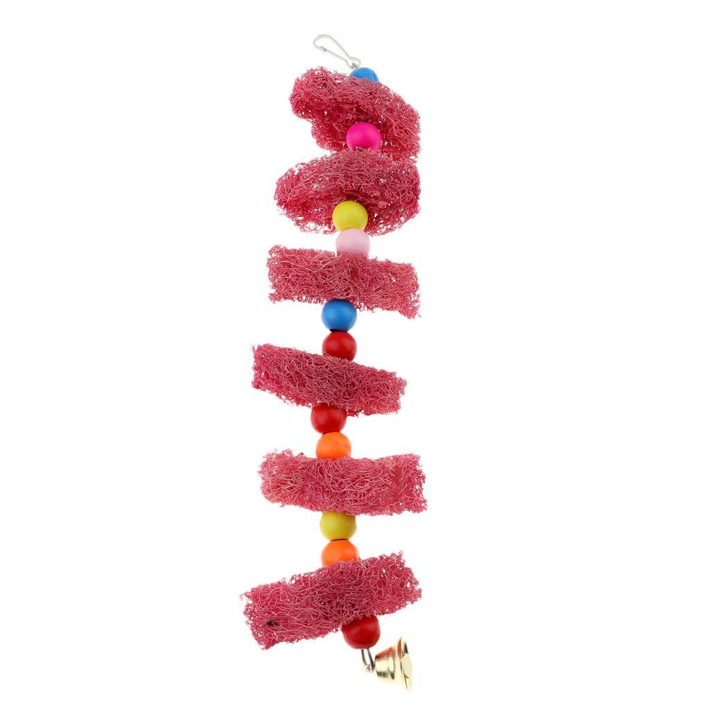 Pet Bird Cage Swing Perches Stand Platform Chew Climb Bell Toy