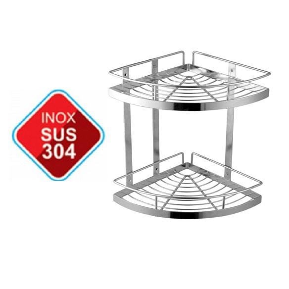 Kệ góc 2 tầng tam giác inox 304 chống rỉ hàng chất lượng cao