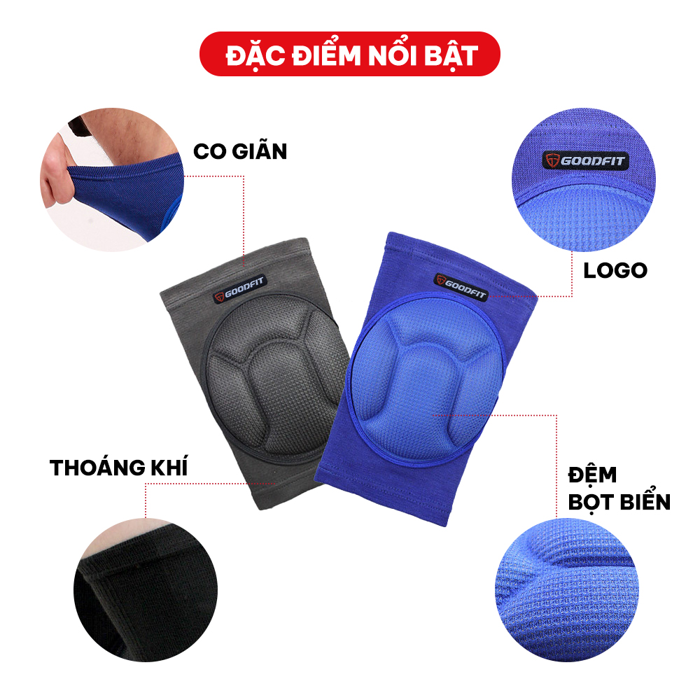 Bó gối thể thao chính hãng GoodFit GF524K có đệm đầu gối, co giãn đa chiều