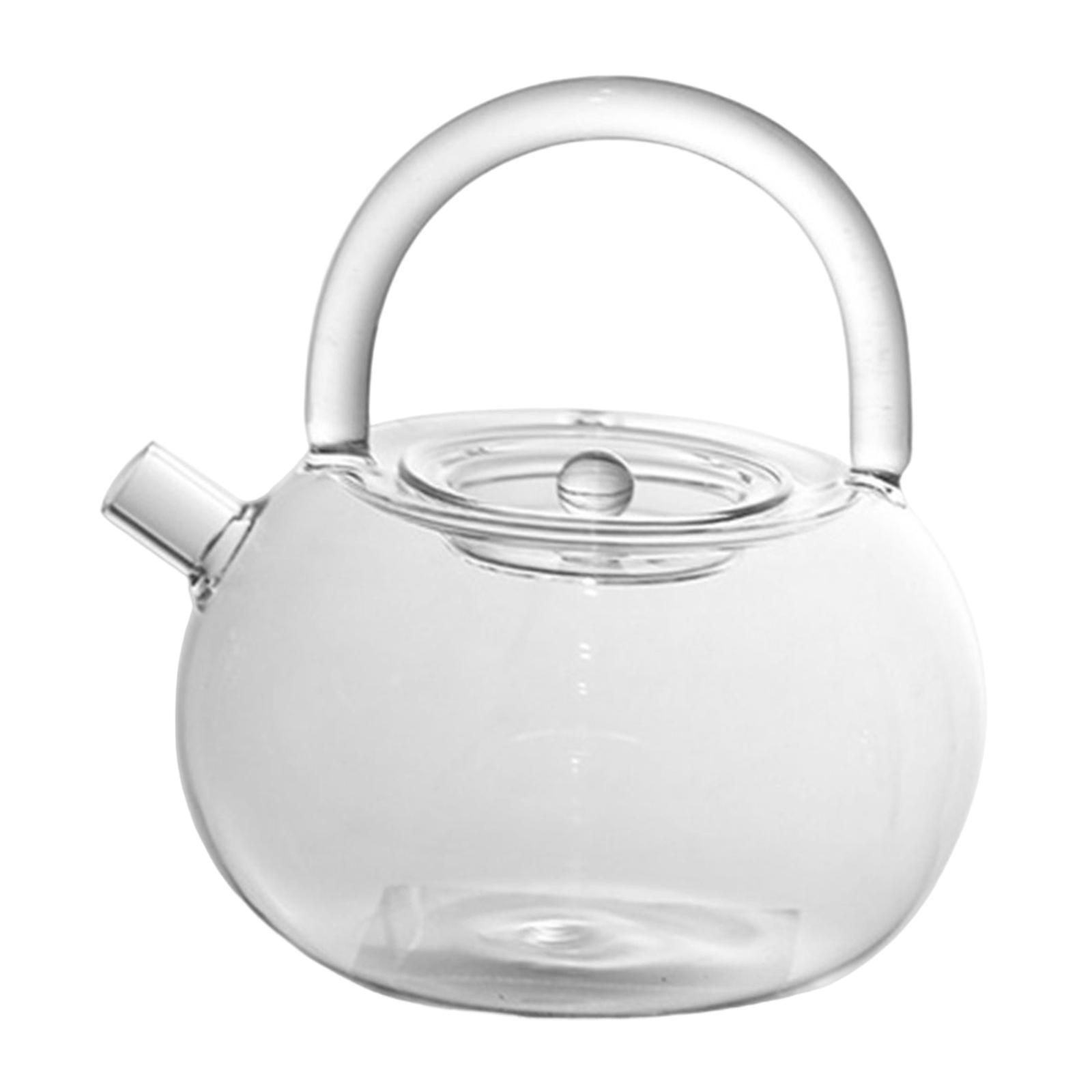 High Borosilicate Glass Tea Pot, Transparent Tea Kettle with Handle for Loose Leaf Blooming
