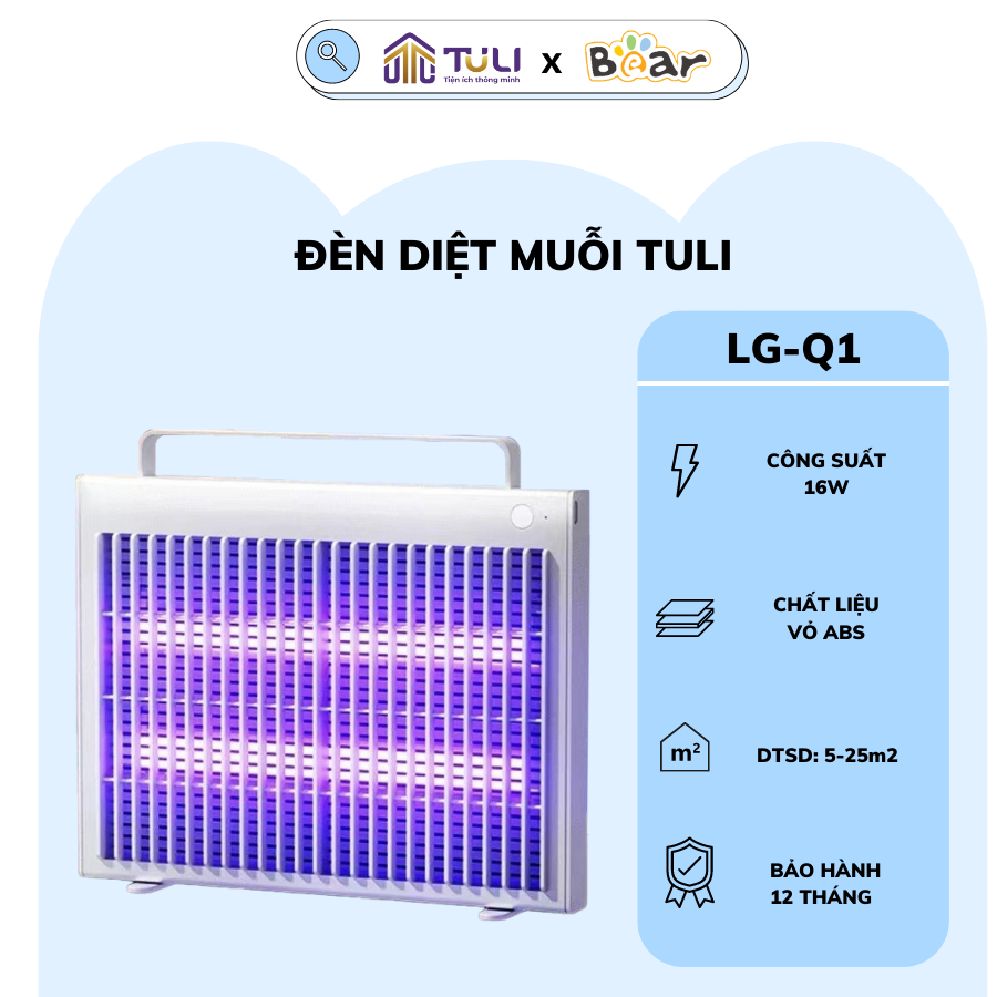 Đèn máy bắt muỗi cao cấp, thông minh TuLi Q1 bắt diệt muỗi, côn trùng và kiến ba khoan an toàn không độc hại, Bảo hành 2 năm.