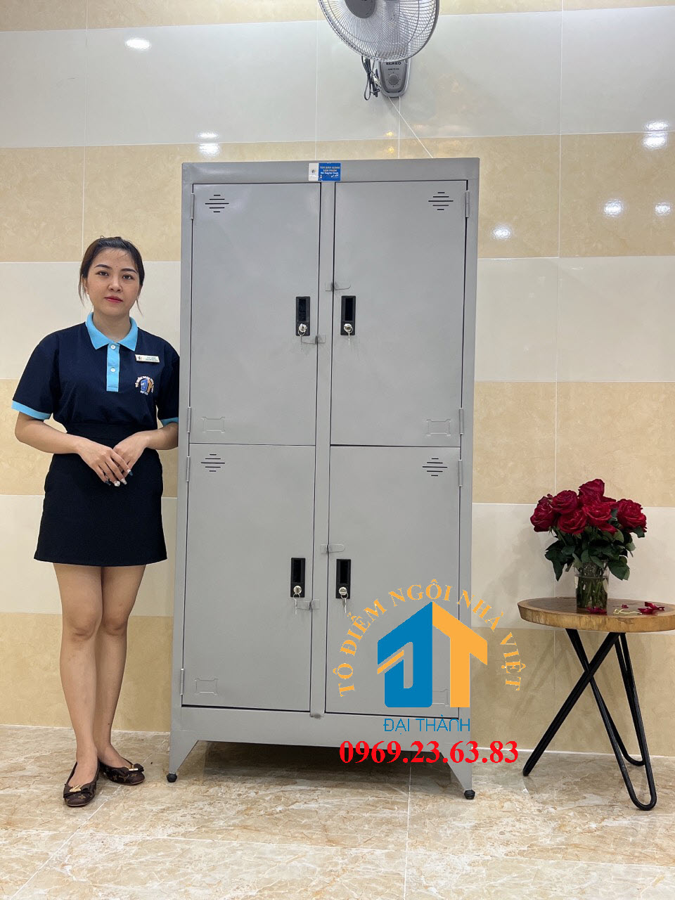 Tủ hồ sơ văn phòng 4 cửa tĩnh điện Đại Thành cao 1m8 ngang 90cm