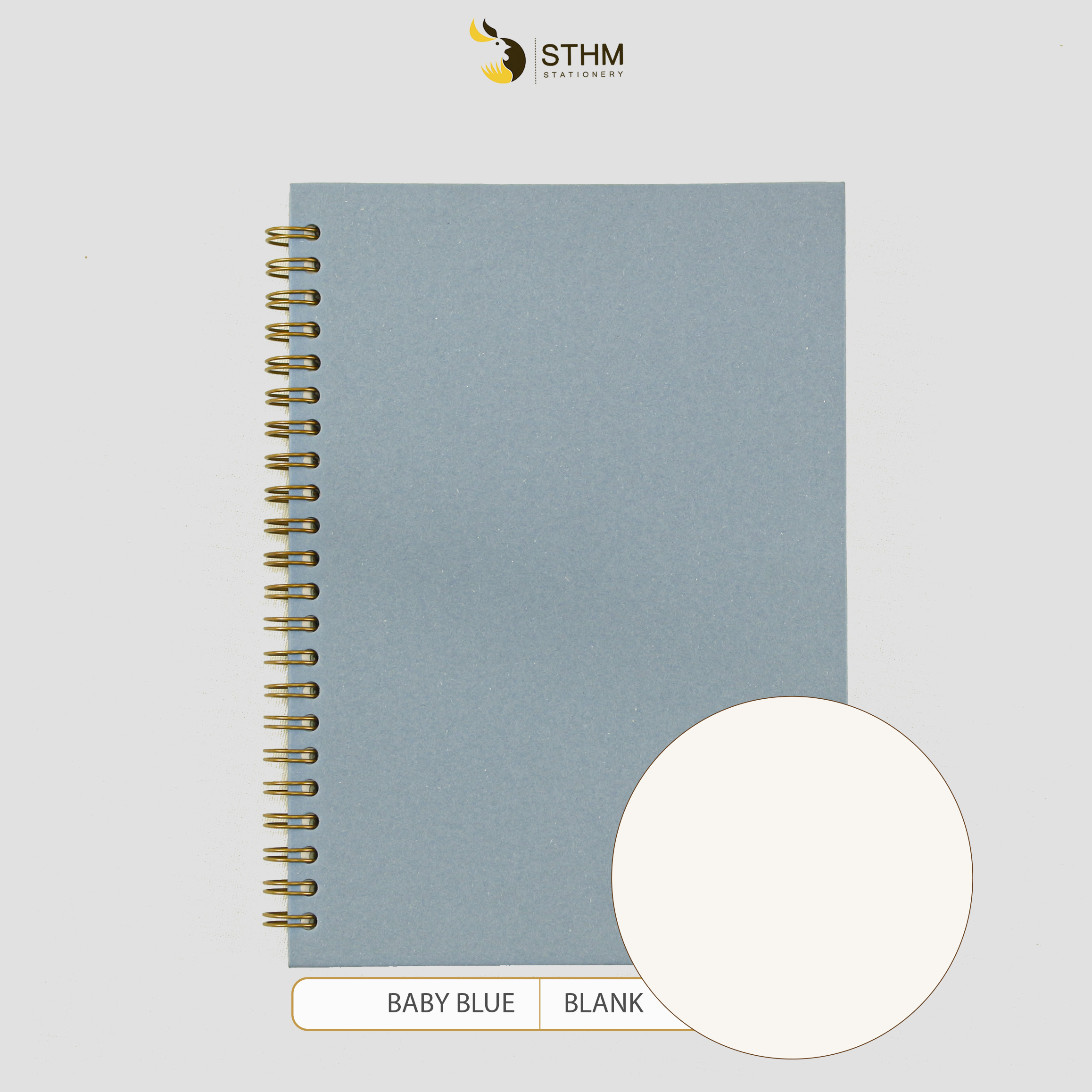 Sổ bìa trơn - BABY BLUE - Giấy mỹ thuật - A5 - Ruột kem 100gsm nhiều loại - STHM stationery