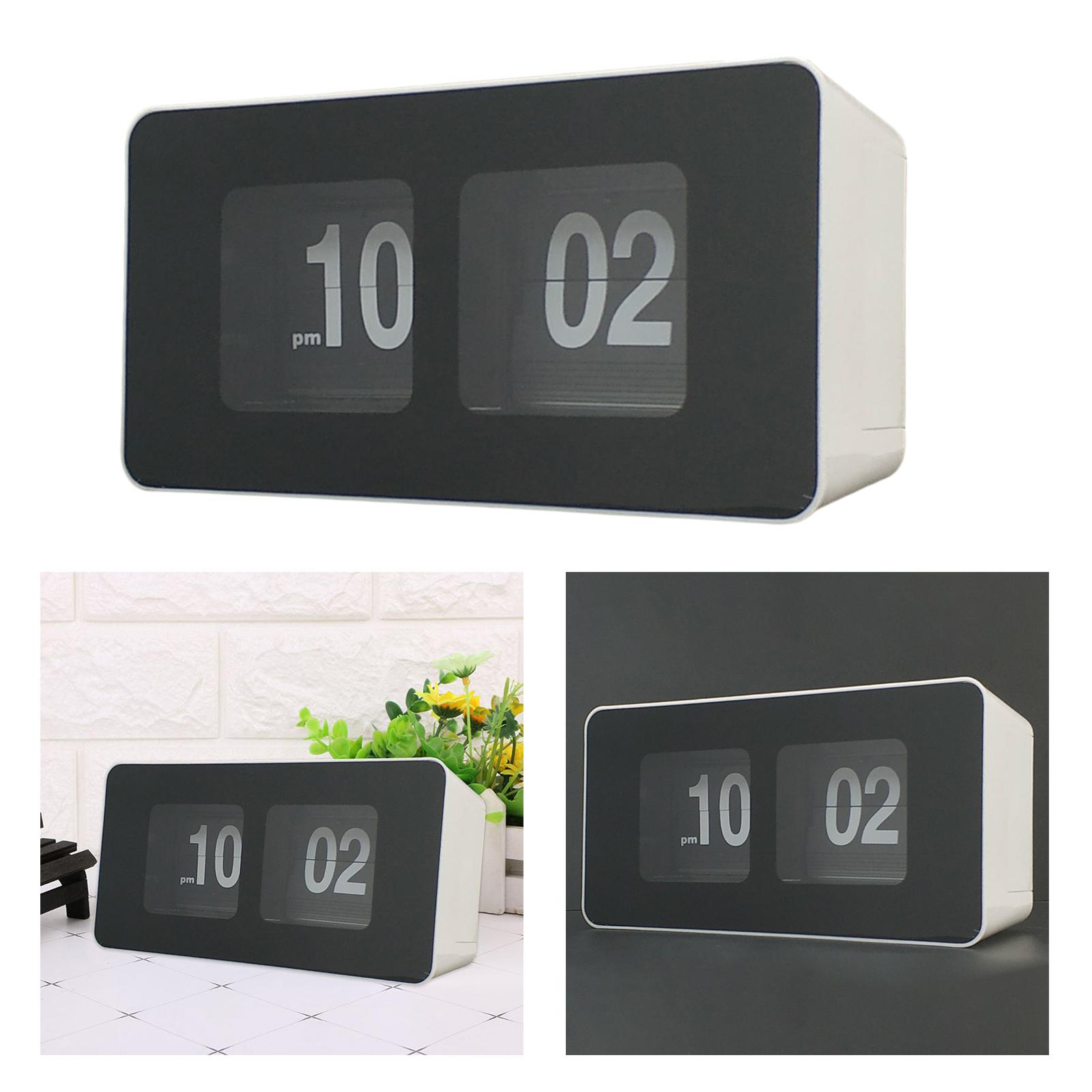Auto Flip Clock Desk Clock Digital Battery Operated Table File Down Page Clocks Non Ticking Silent Sweep for Bedroom Living Room Decor Home Office