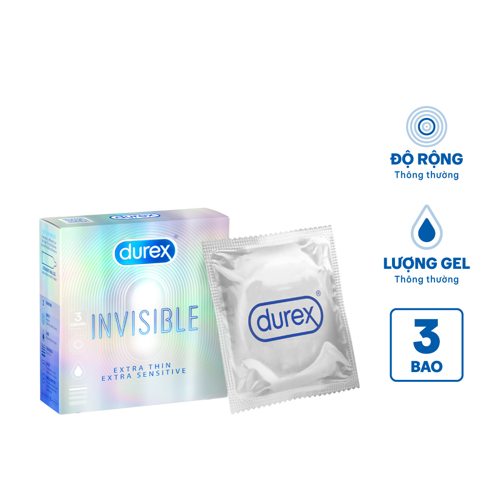 Bao Cao Su Durex Invisible Extra Thin Extra Sensitive (Hộp 3 Cái)