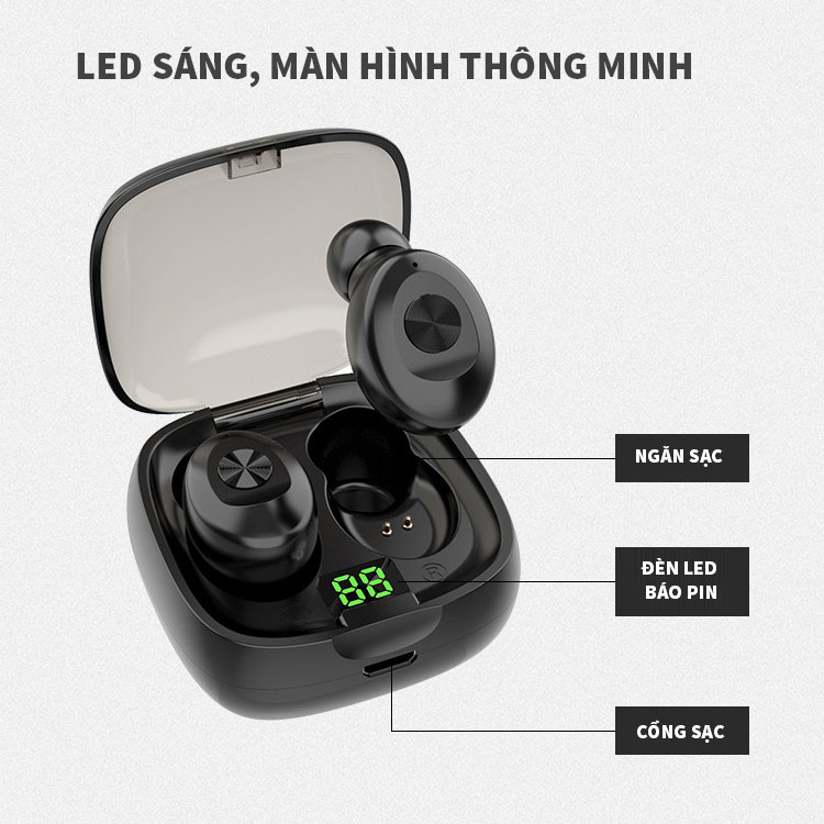 Tai nghe BLUETOOTH Hitoor HXG8 TWS hiển thị LED kỹ thuật số Tai nghe bluetooth 5.0 thể thao tai nghe mini tai nghe không dây - HÀNG NHẬP KHẨU