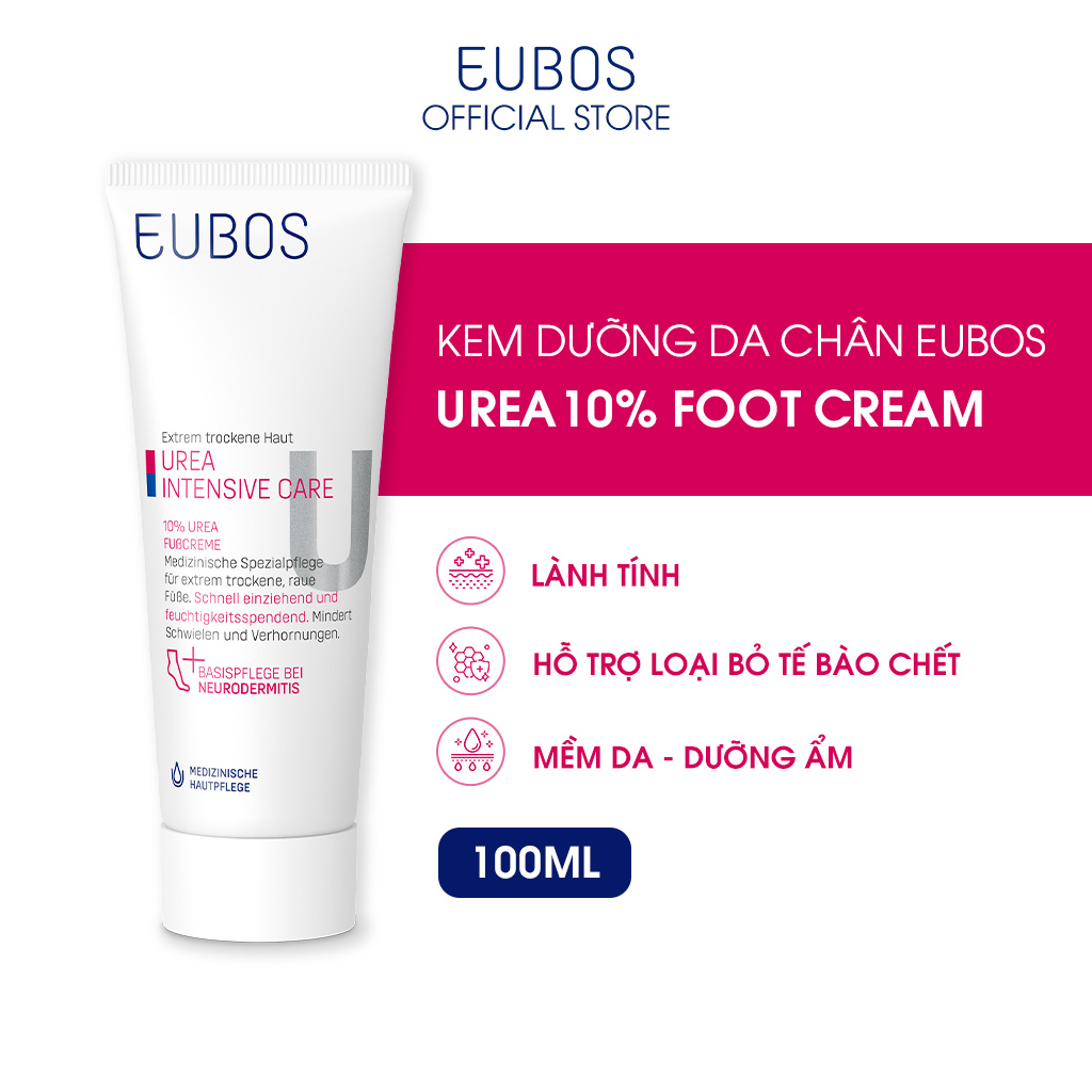 Kem Nứt Gót Và Dưỡng Da Chân EUBOS UREA 10% Foot Cream Thẩm Thấu Nhanh Cải Thiện Làn Da Khô Thô Ráp 100ml