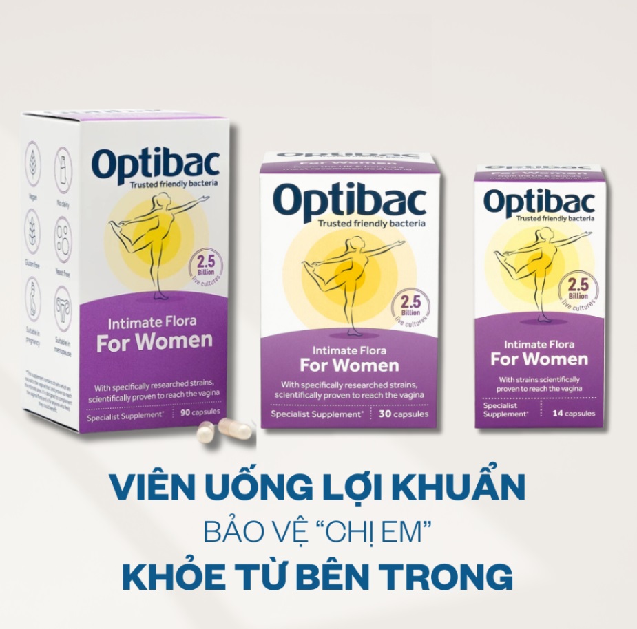 Optibac Probiotics for women 90 viên - men vi sinh chính hãng Anh khắc phục hiệu quả viêm nhiễm, nấm ngứa phụ khoa (mẫu mới)