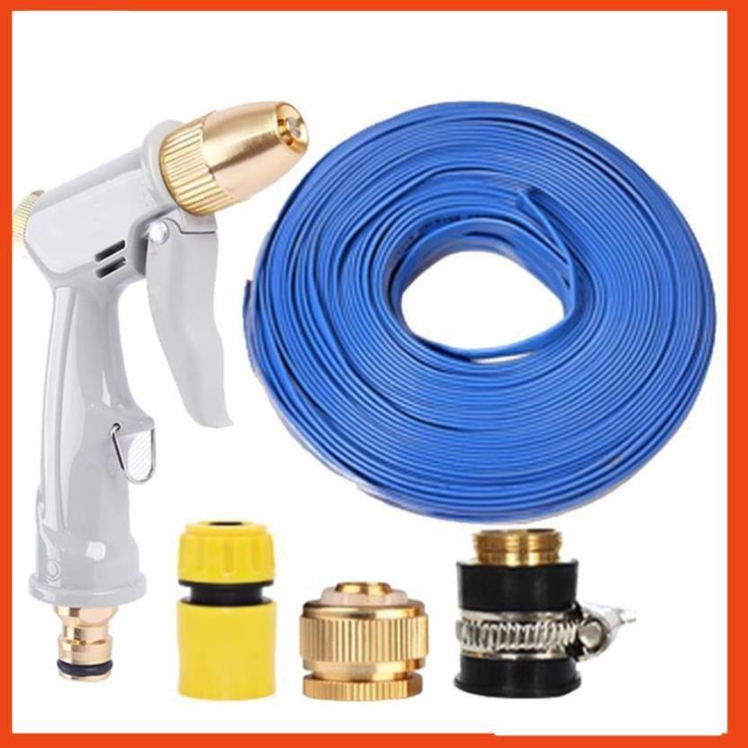 Bộ dây vòi xịt nước tưới cây rửa xe,tăng áp 3 lần, loại 15m (cút nhựa nối đồng nhựa) 206846