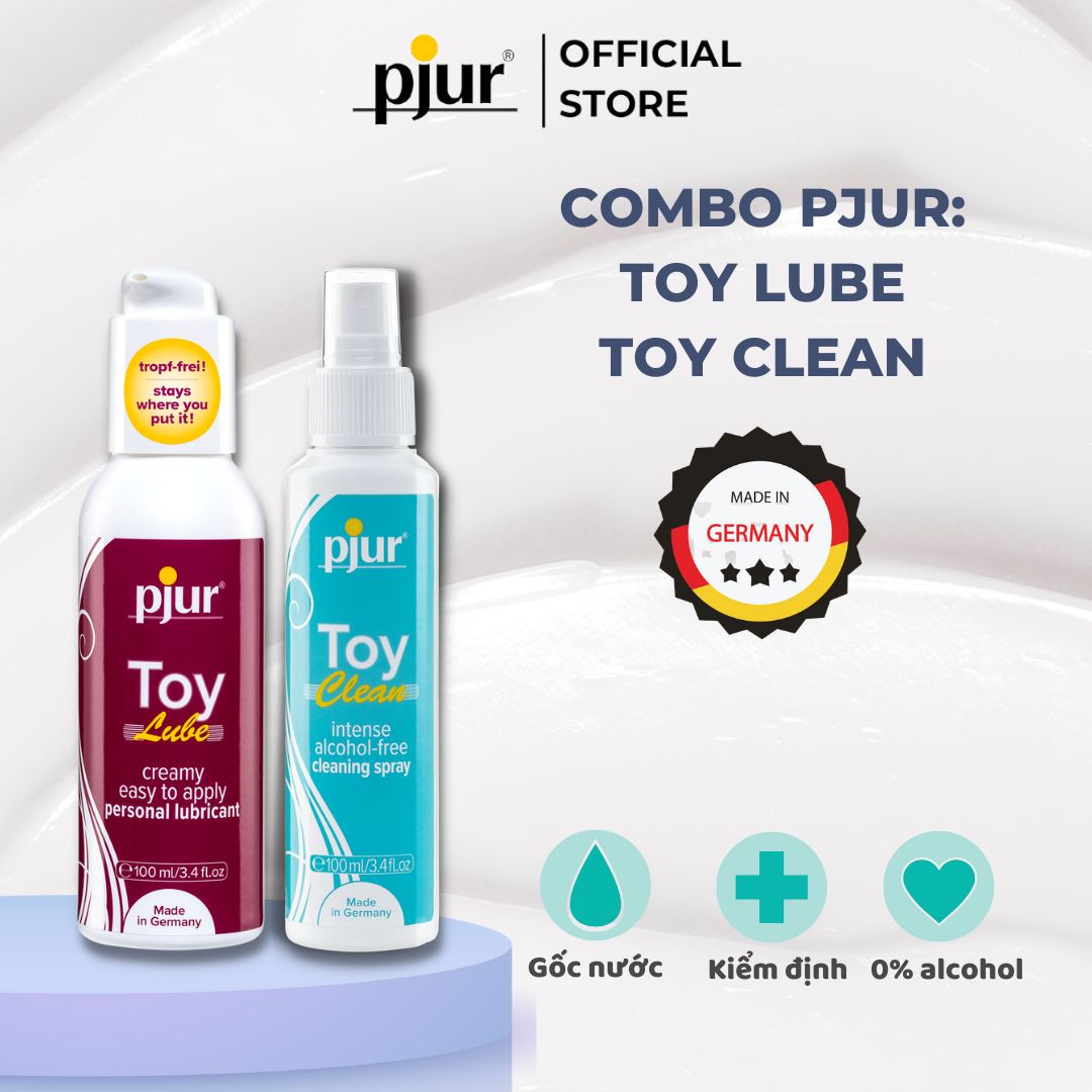 Combo chất bôi trơn Pjur Toy Lube và xịt vệ sinh Pjur Toy Clean làm sạch an toàn không kích ứng thích hơp cho nữ giới