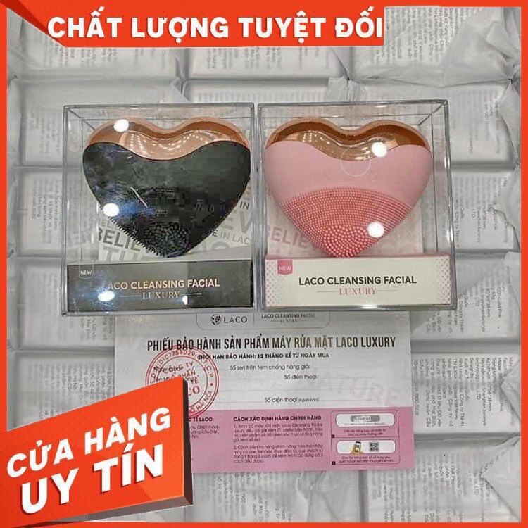 Máy rửa mặt LACO LUXURY Chính hãng tặng test sửa rửa mặt - Làm sạch sâu, massage, nâng cơ, tan nọng cằm, đẩy tinh chất