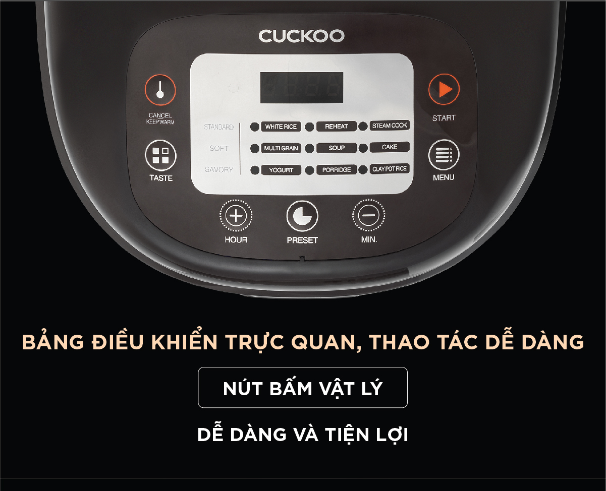 Nồi cơm điện tử Cuckoo 1.8L CR-1030F đa dạng chức năng nấu, công nghệ nghiệt 3D, lòng nồi chống dính bền bỉ - Bảo hành 2 năm - Hàng chính hãng Cuckoo Vina