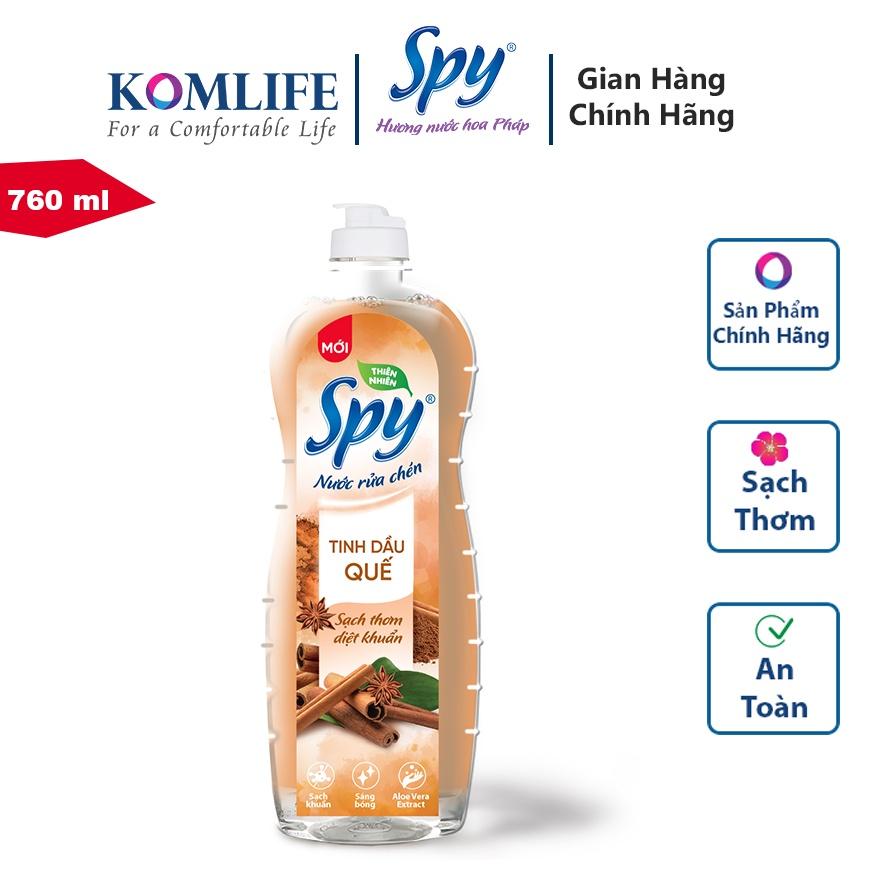 Nước rửa chén bát SPY thiên nhiên 760 ml hương Quế, hương Gừng Sả thơm dịu nhẹ