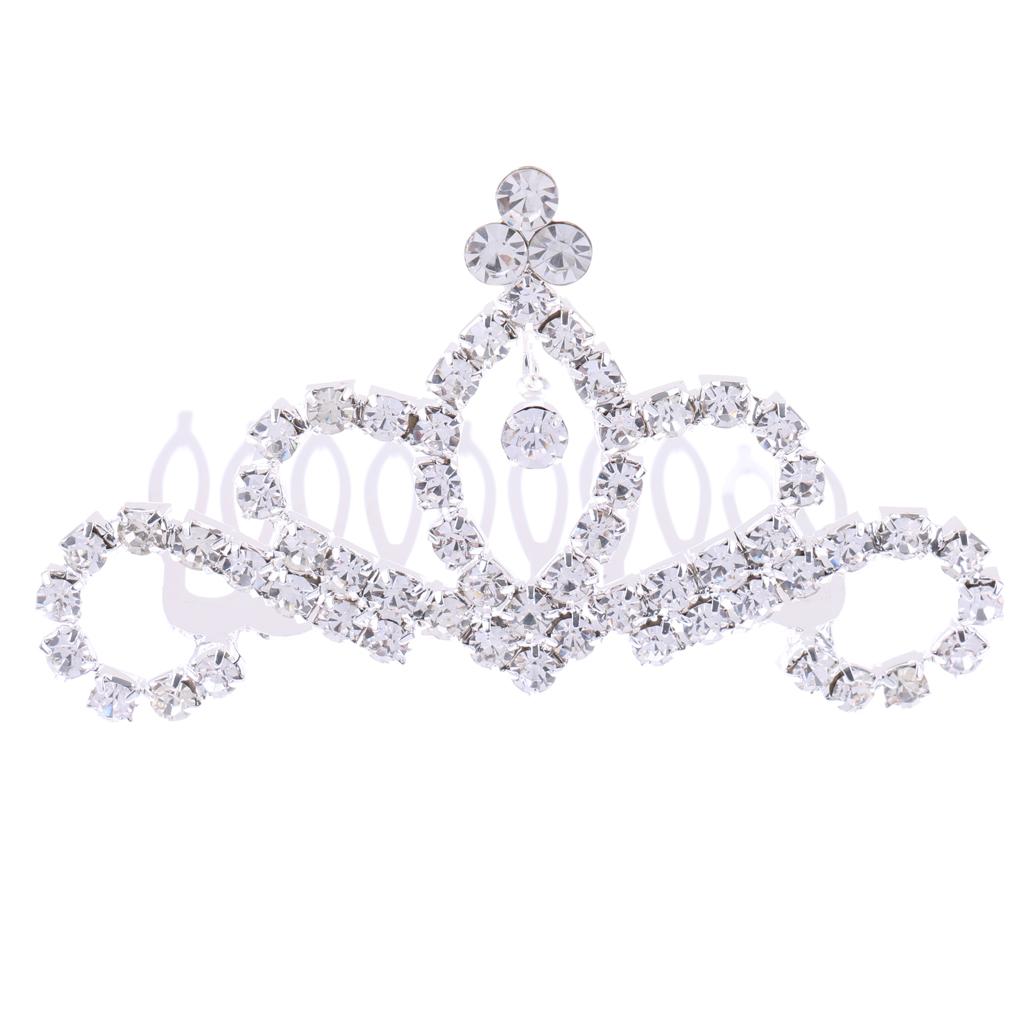 Princess Crown Tiara Crystal Hair Comb Wedding Bride Girls Hair Accessory #1