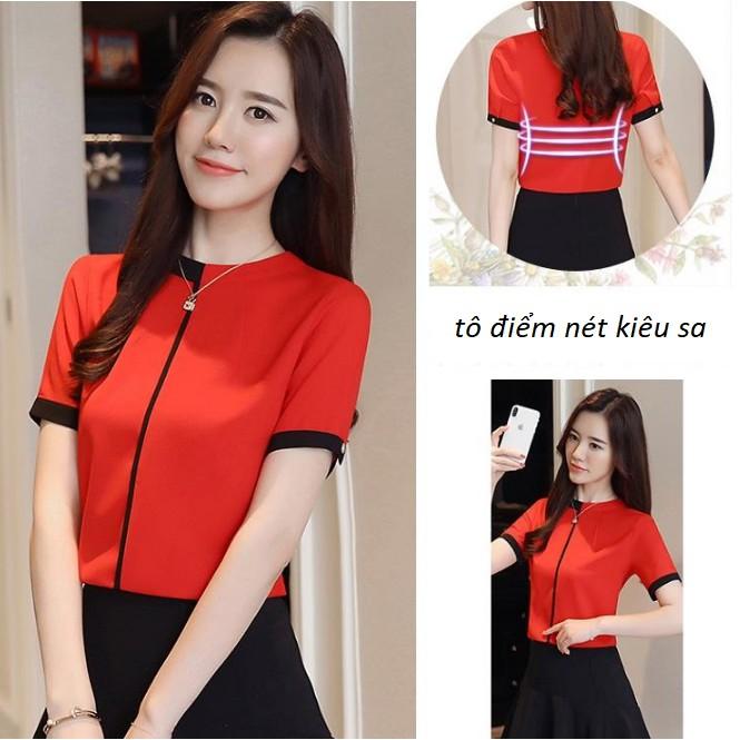 Áo sơ nữ tay ngắn chất vải lụa ngọc trai mềm không nhăn -TA91