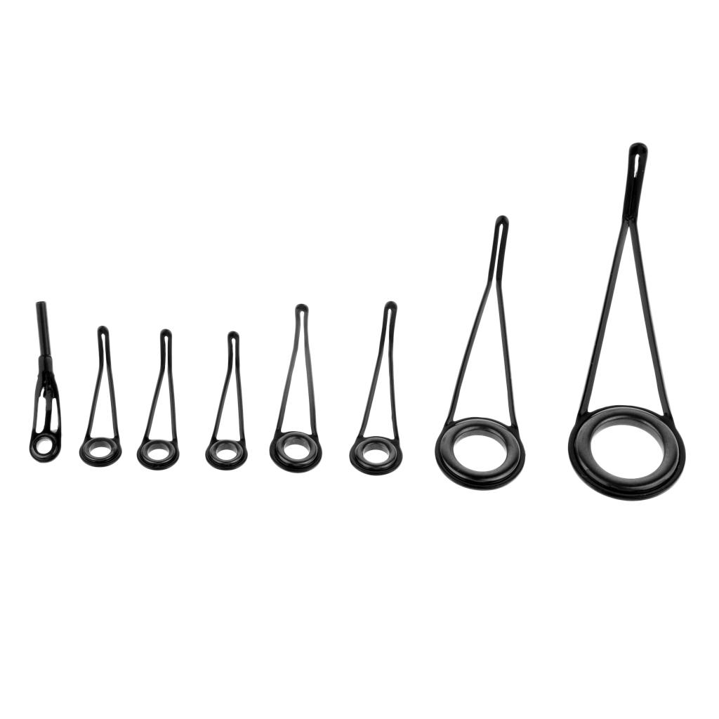 8pcs 0.28cm - 1.1cm Fishing Rod Guides Tip Tops Repair Kit Ceramic Ring Eyes