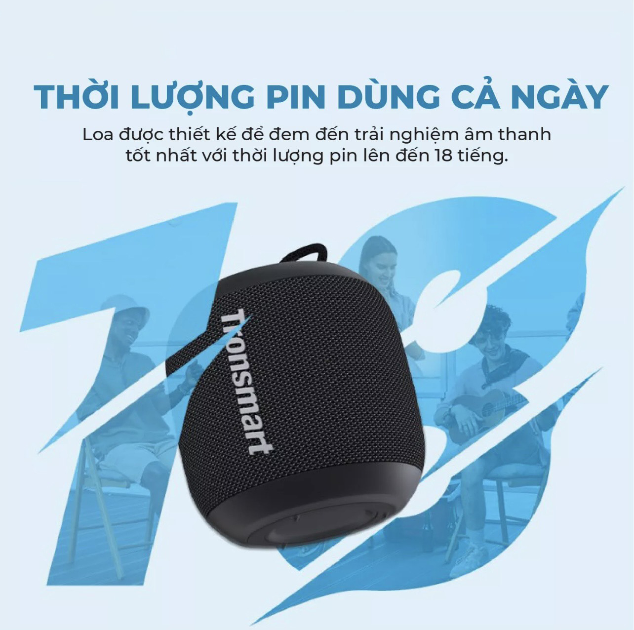 Loa Bluetooth Tronsmart T7 Mini Công suất 15W Âm thanh siêu trâm, Chống nước IPX7 - Hàng chính hãng