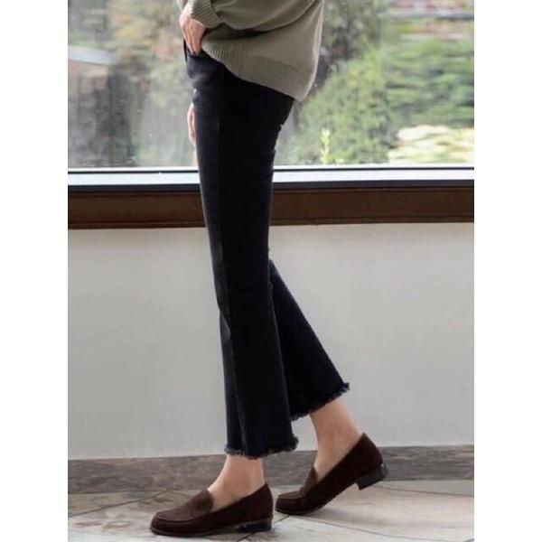 Quần Jeans Nữ Ống Loe Cạp Cao Cài Cúc Loại 1