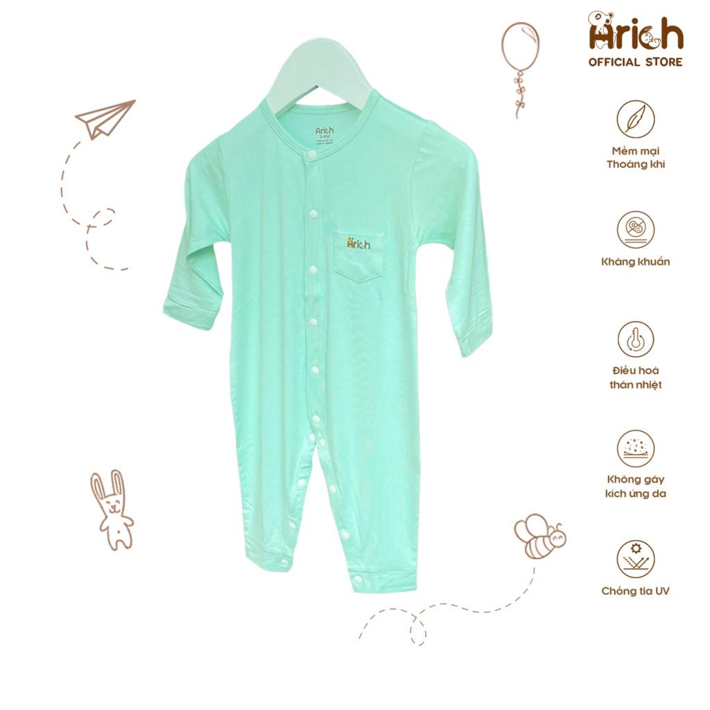 Bộ body dài Arich vải sợi tre màu trơn 150-160k/1 bộ (size 0-3 tháng đến 9-12 tháng)