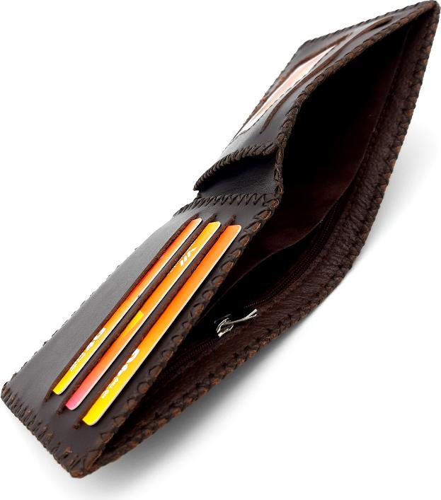 Bóp ví nam ngang da bò thật handmade V099K1 - Nâu