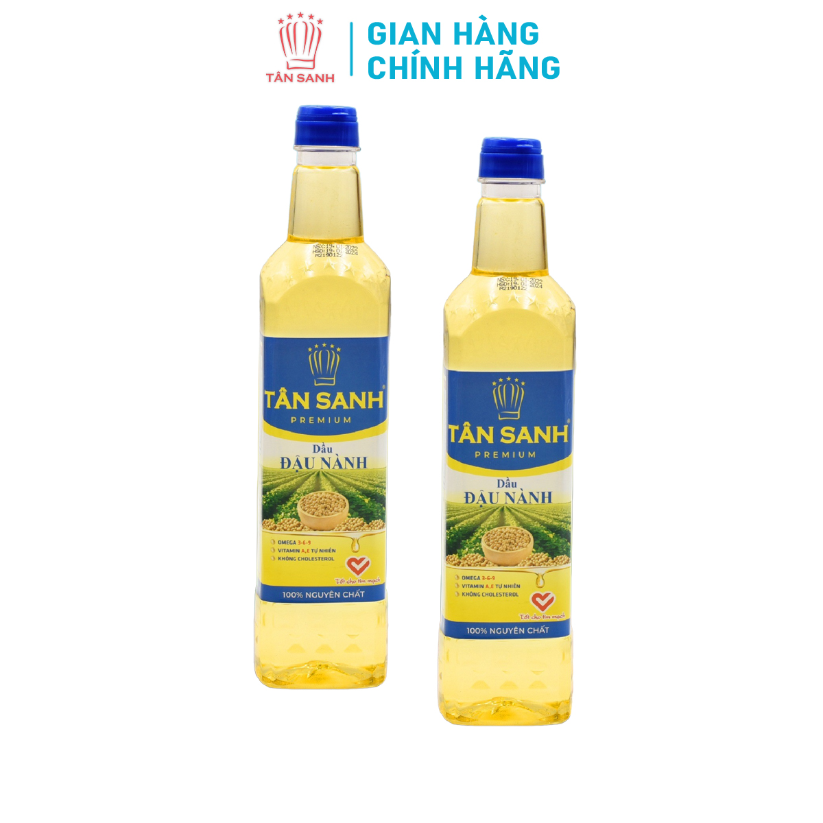 Combo 2 chai Dầu Đậu Nành Tân Sanh Chai 1 Lít Nguyên Chất 100%