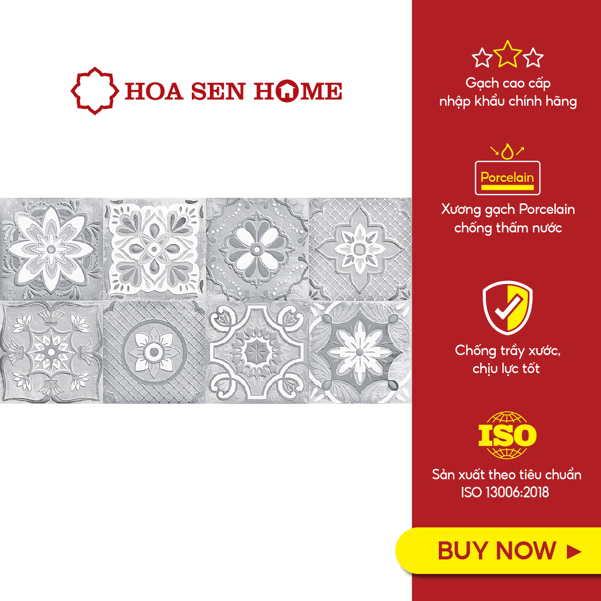 Gạch men ốp tường LUSTRA INCEF0300600013D2, xương gạch Porcelain chống thấm dưới 0.5%, màu xám trắng, kích thước hình chữ nhật 300mmx600mm, thùng 6 viên - Hàng chính hãng