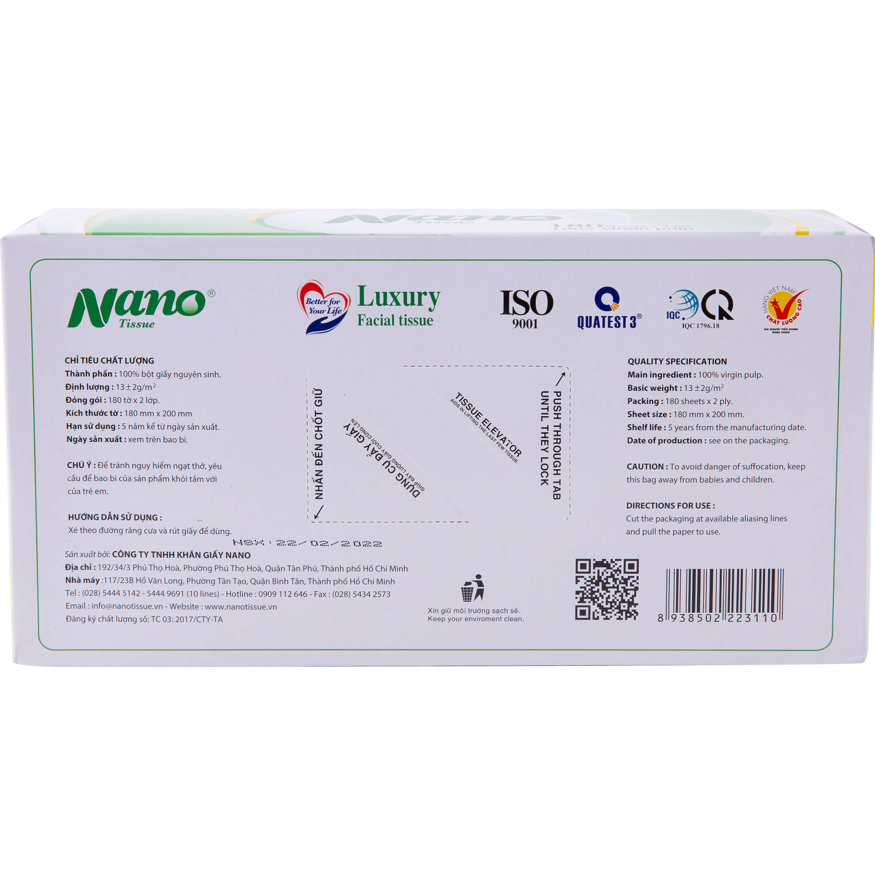 Combo 5 hộp khăn giấy rút Nano, khăn giấy lụa nano 2 lớp hộp 180 tờ tiện dụng, an toàn- Nano Tissue