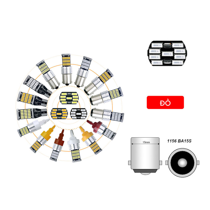 Đèn LED chân 1156 1157 T20 7743 3157 chip 4014 T204014-45
