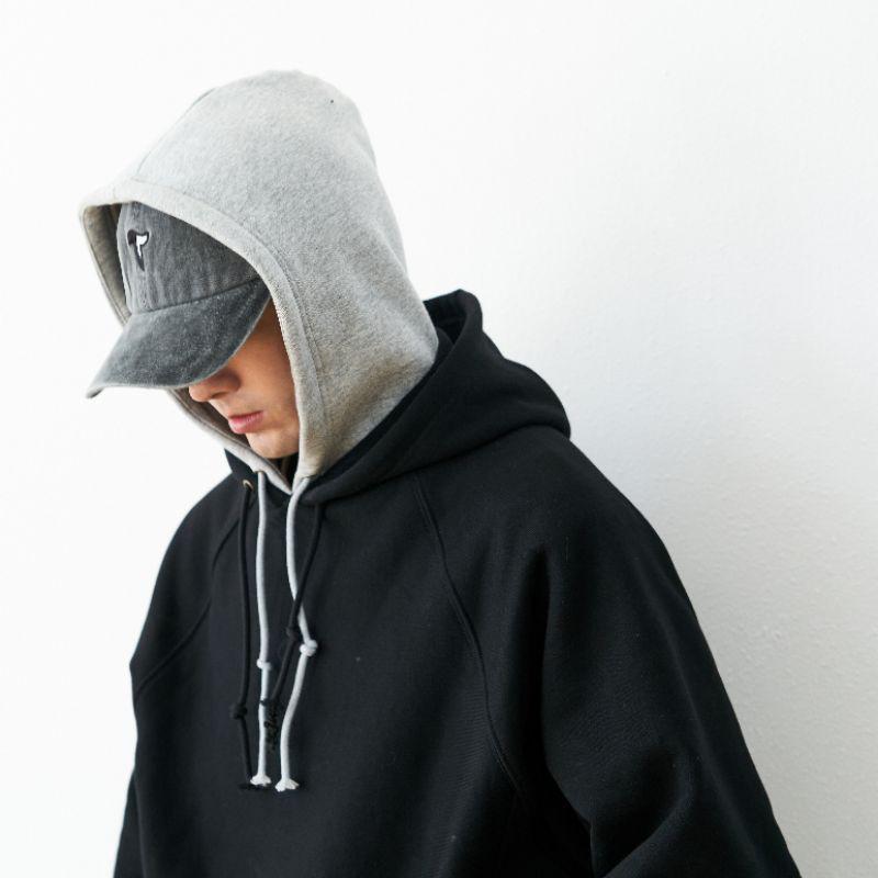 Áo hoodie from rộng nam nữ hai mũ đen xám phong cách hàn quốc basic vải nỉ bông co giãn nhẹ mềm độ dày vừa phải