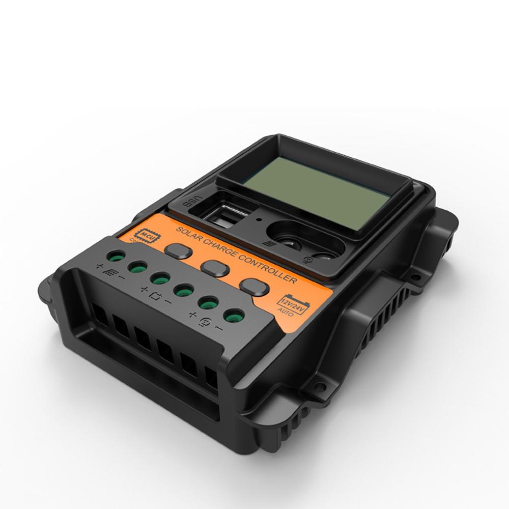 Dual USB Output Photovoltaic Power Controller 12Volt 24Volt Automatic Identification LCD Display Solar Controller Three-stage Charging Management PWM Controllers