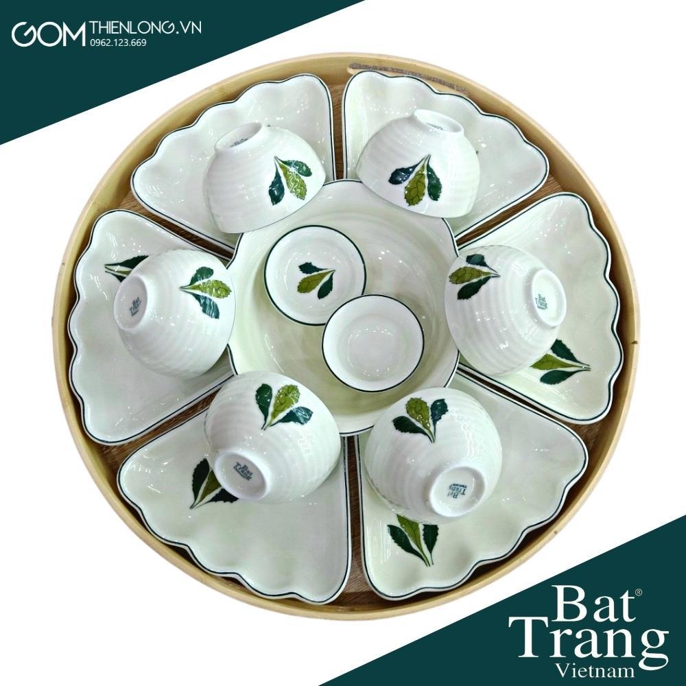 Combo Bộ Bát Đĩa Thắp Hương Hoa Mặt Trời Lá Ngò Gai ĐK50cm - Đồ Thờ Cúng Bát Tràng - Gốm Thiên Long