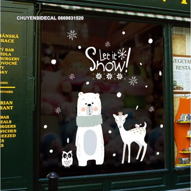 Decal trang trí tường Noel - Nai nữ hoàng và Gấu Trắng