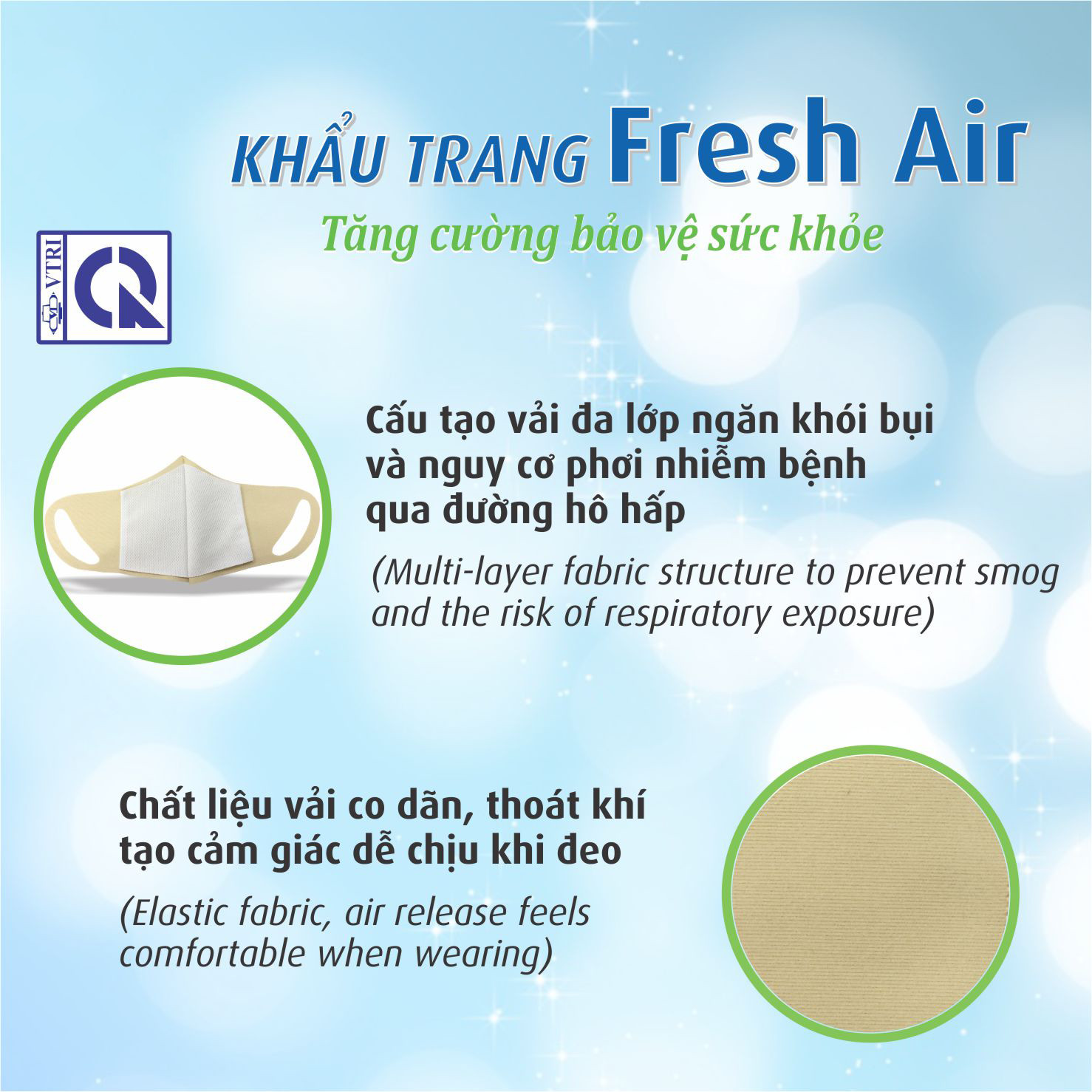 Khẩu Trang Fresh Air Kháng Khuẩn - Combo 10 cái Size người lớn