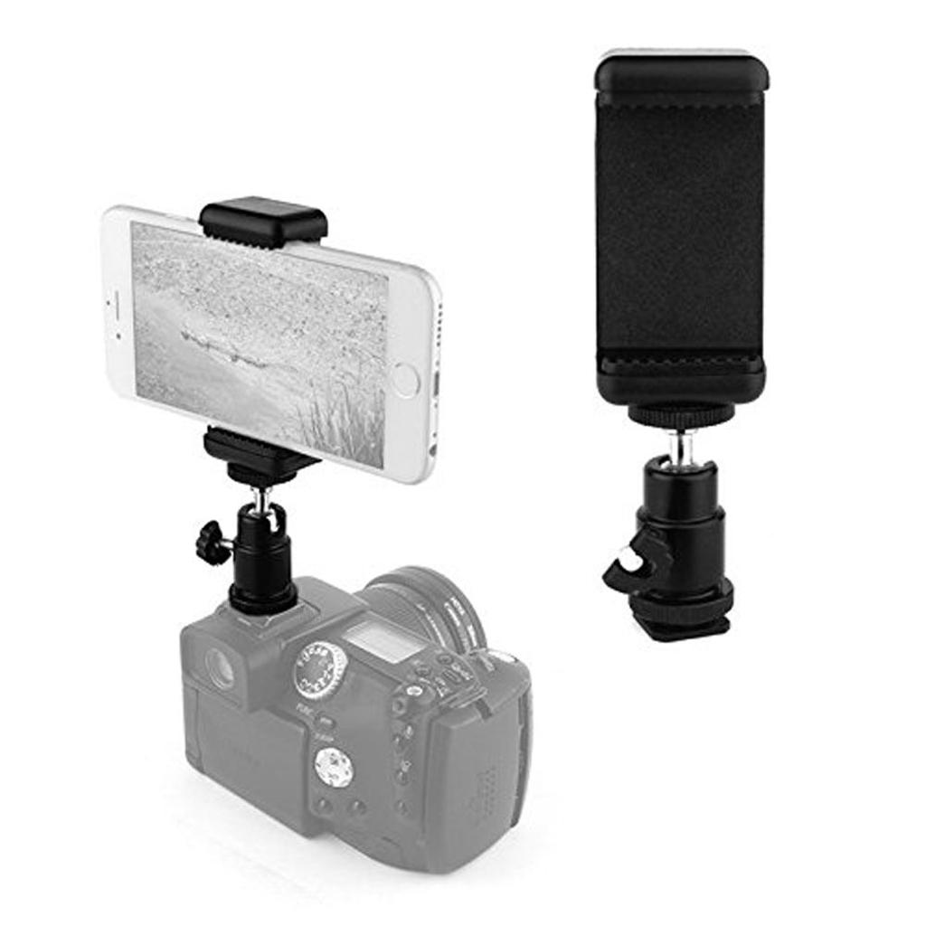 Phone Clip Holder + Ball Head Hot Shoe Adapter Mount For Nikon DSLR Camera