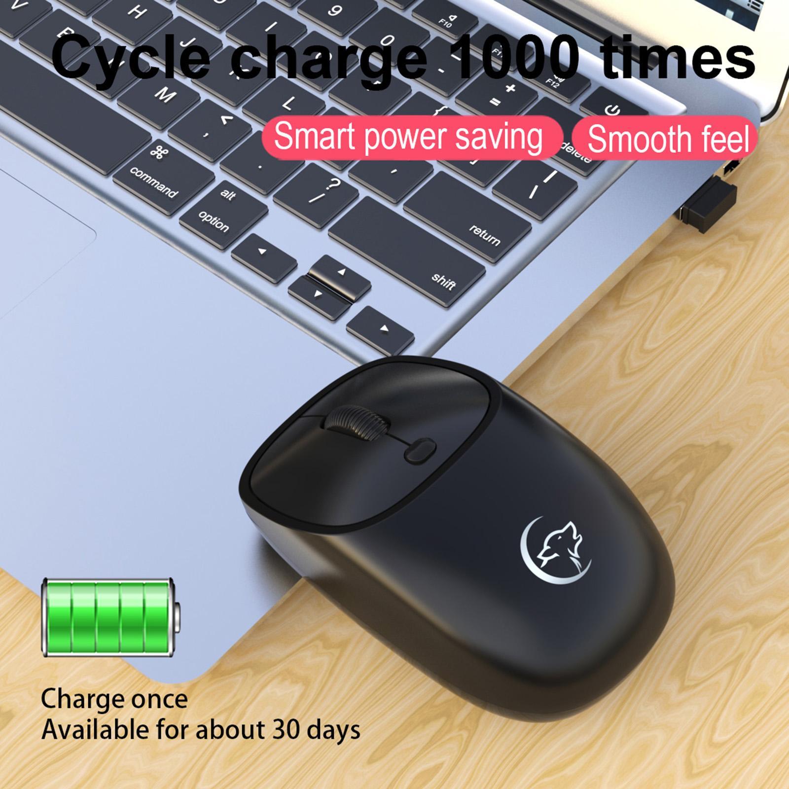 2.4G Wireless Mouse Rechargeable Mice w/USB Receiver 1200/1600/2400DPI Black