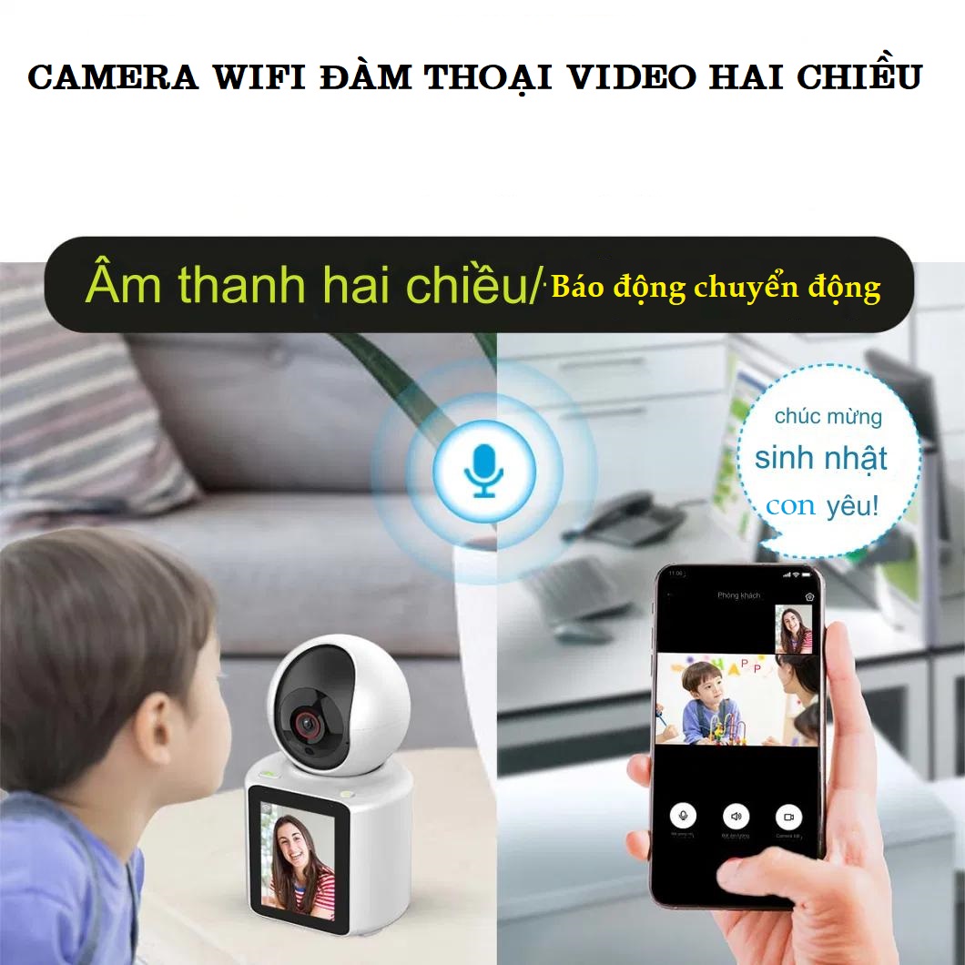 Camera Wifi Thông Minh Giám Sát Tích Hợp Màn Hình IPS 2.8 Inch - Gọi Video 2 Chiều Trực Tiếp - Siêu Nét Full HD 2K Công Nghệ Al Xoay 360 Độ - Hàng Chính Hãng