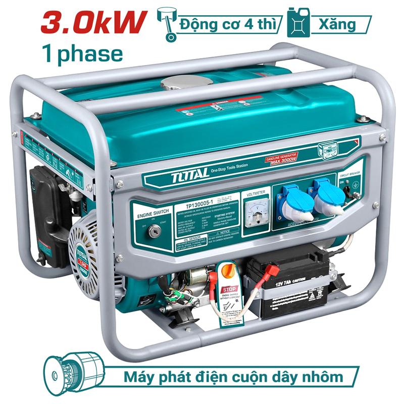 MÁY PHÁT ĐIỆN DÙNG XĂNG BH 12 THÁNG TOTAL TP130005-1 - HÀNG CHÍNH HÃNG