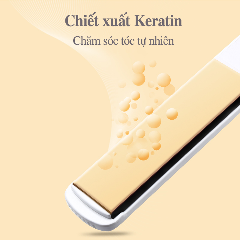 Máy uốn ép tóc 2In1 VIVID&VOGUE️ VAV066B/Màu Trắng, máy làm tóc mini tạo xoăn và ép thẳng chứa tinh dầu Keratin Argan-Hàng chính hãng