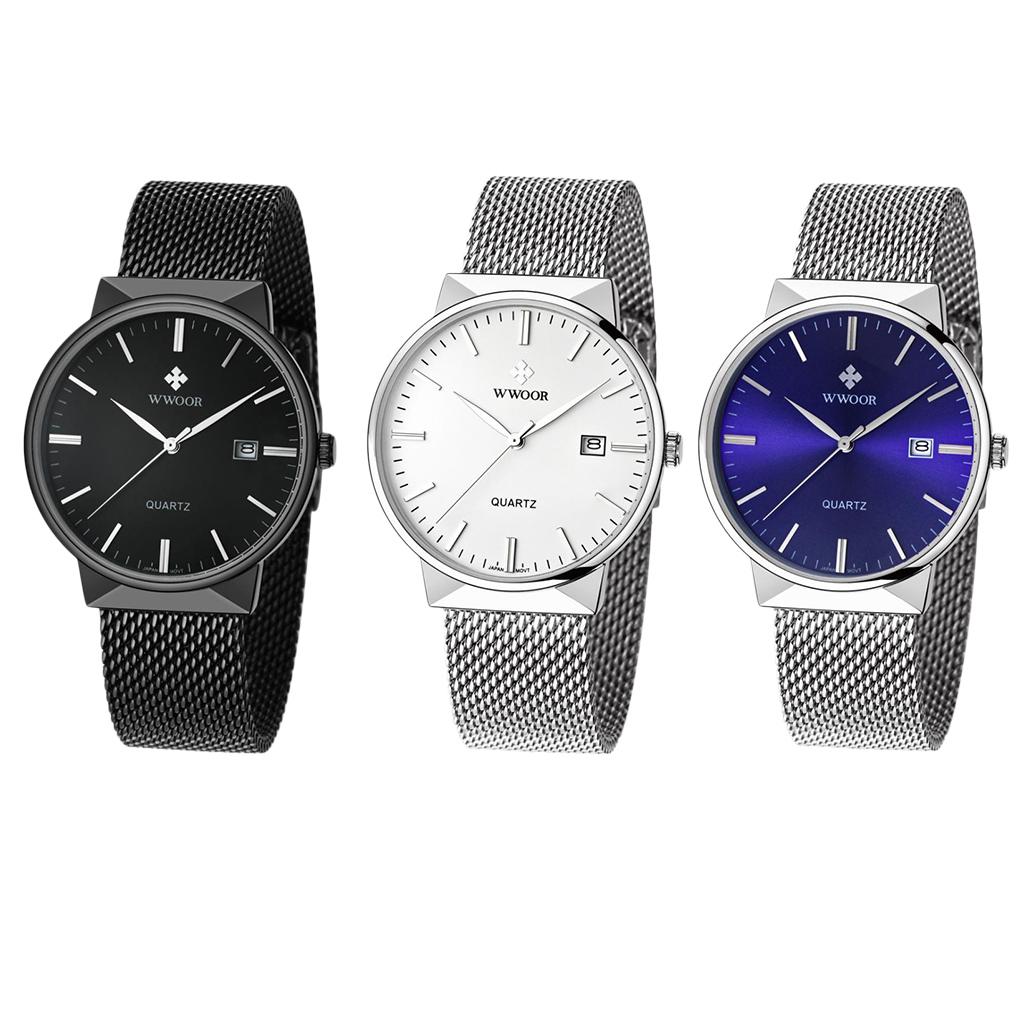 Men's Quartz Watch Casual Business Dress Wristwatch Waterproof 3ATM - Metal Mesh Strap Watch for Boys Gifts