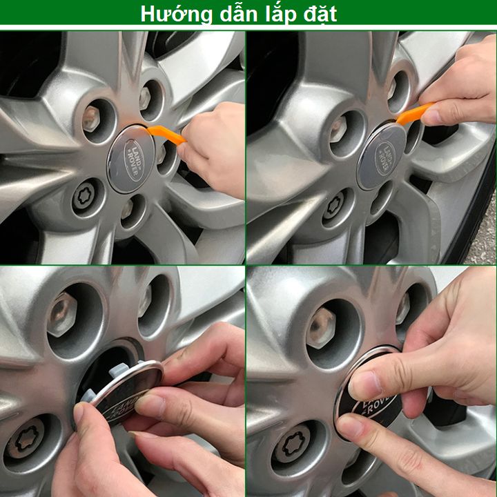 Logo chụp mâm, ốp lazang bánh xe ô tô Land Rover 62mm