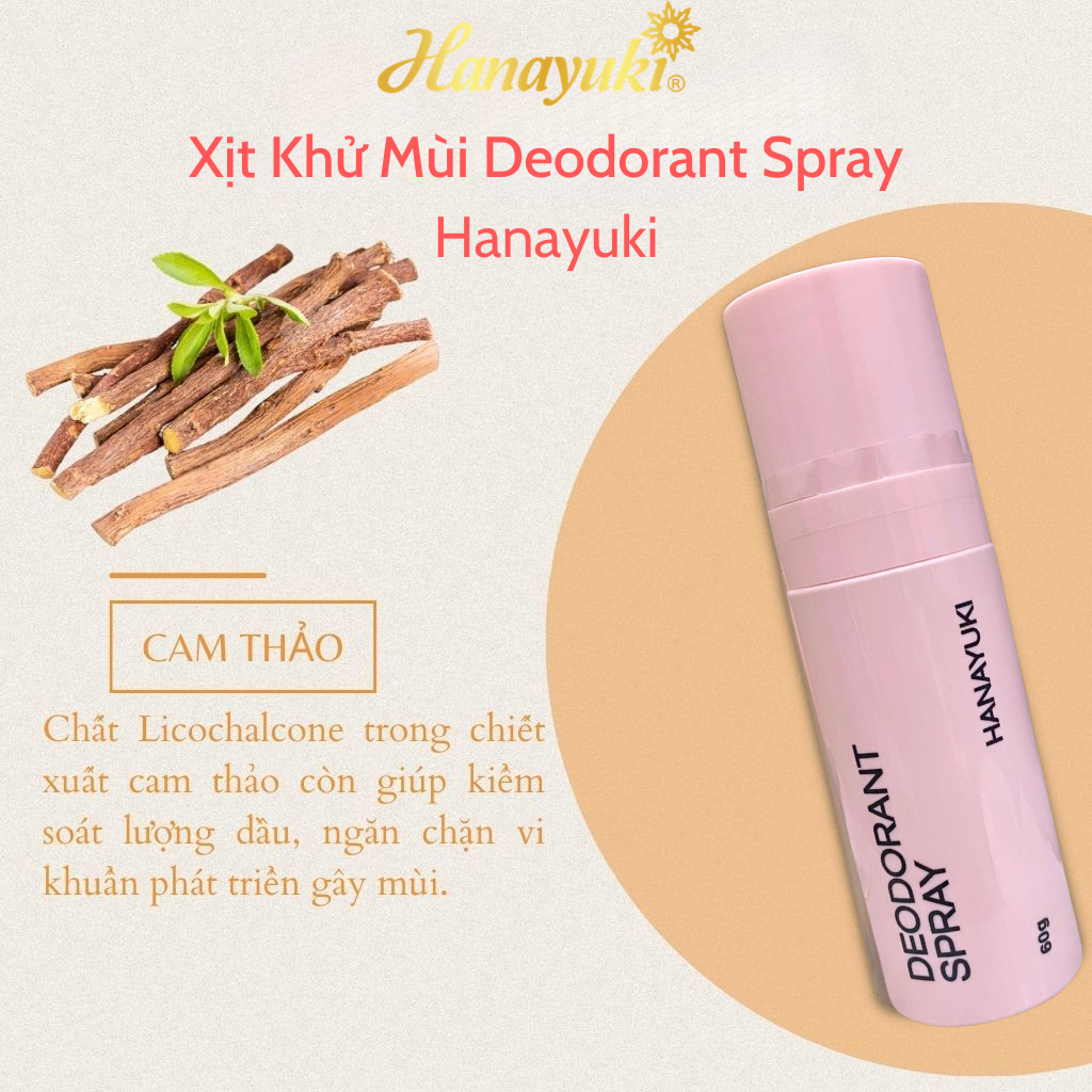 Xịt Khử Mùi Hanayuki Chính Hãng Xịt Thơm Cơ Thể Deodorant Spray Giúp Khử Mùi Giảm Tiết Mồ Hôi 60g